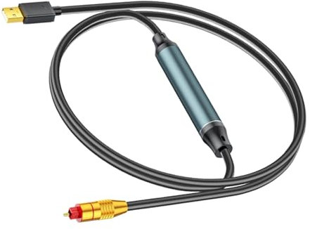 Convertidor de audio USB a óptico, Convertidor de audio USB para computadora portátil - Adaptador de audio óptico USB Plug and Play,Adaptador de audio óptico USB fácil de usar, USB negro a cable óptic