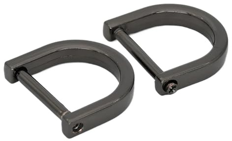 2pcs Metal Detachable D Ring Openable Ring Buckles Shackle Clasp for Leathercraft Bag Strap Belt Handle Shoulder Webbing(G Black,ID 38mm)