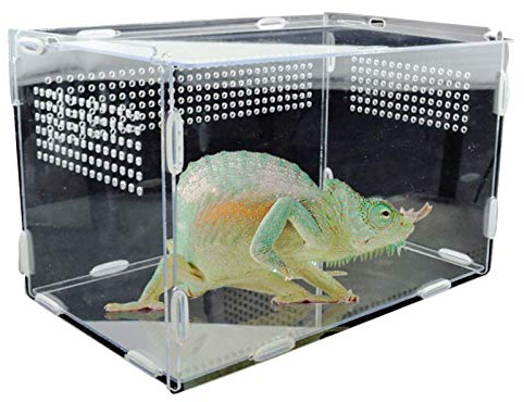 Caja de cría de reptiles - Hábitat de terrario transparente con agujeros de aire | Tanque de cría de acuarios para lagartos, tarántulas, arañas, ranas, escorpiones, suministros para mascotas, tanque