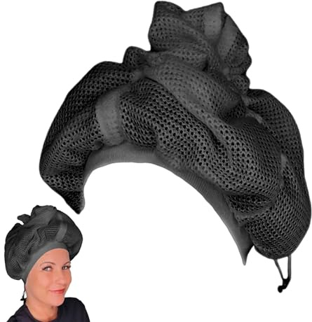 Cuffia a rete per asciugare i capelli ricci | Cuffia regolabile con coulisse | Cuffia per capelli da donna | ad asciugatura rapida per asciugare i capelli ricci