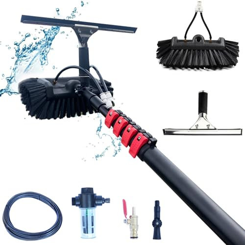 Telescopic Hydrocleaner - Limpia Placas Solares, Canalones, Limpiacristales, Escoba para Limpieza con Dosificador de Jabón, Ideal para Vidrios, Lavado de Camiones y Embarcaciones