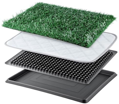 Dog Toilet Tray with Artificial Grass – Reusable Dog Litter Tray for Puppies and Small Dogs, Portable Potty with Drainage System for Flat or Home Use Indoor (20 x 16 inch -Style 1)