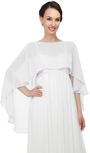 Damen Chiffon Schal Stola,Leichter Tücher,Eleganten Cape Umhang,Einfarbiger Capelets für Frauen,Sommer Dünn Wraps für Braut Brautkleid Hochzeit Abendkleid Festlich Schaltuch Einheitsgröße,