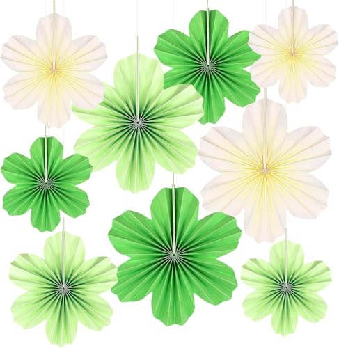 9 PCS Papier Fächer, Fächerblume, Papierfächer Deko, Papierblumen Deko, Hochzeits- und Geburtstagsdekoration, Valentinstagsdekoration (35 cm/25 cm/20 cm)/B