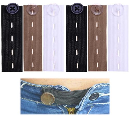 JUGUTA Hosenbunderweiterung 6 Stück Hosenerweiterung Schwangerschaft Einstellbar Hosenknopf Verlängerung Hosenerweiterung Damen Elastische Knopfverlängerung Für Hosen Knopf Erweiterung Hose