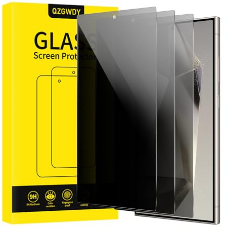 QZGWDY für Samsung Galaxy S24 Ultra für Sichtschutz Displayschutz 3 Stück, 9H Härte Anti-Spy Folie Blickschutz Glasschutz Schutzfolie Sichtschutzfolie Blasenfrei, Ultrabeständig