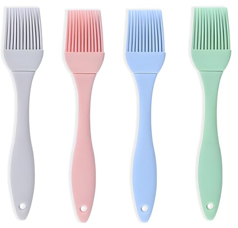 4 Stück Silikonpinsel,Backpinsel Silikon,Grill Küche Pinsel,Backen Silicone Brush,Grillpinsel Küchenpinsel Basting,Hitzebeständig ölpinsel Baking,Kitchen Kochpinsel Kuchenpinsel,Pastry Backpinsel-set
