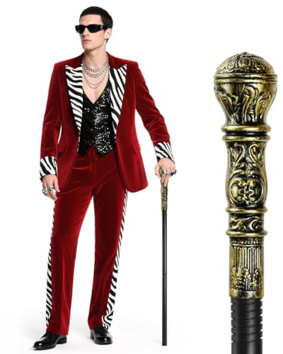 AUYAO Canne de Marche Vintage Canne Vampire, Sceptre Halloween Amovible Homme Femme Garçon Fille, Costume de Cosplay Canne à Poignée, Accessoires de Déguisement Fête d'halloween