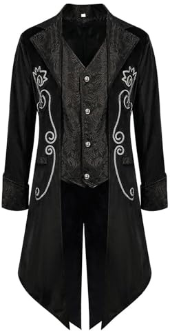 Generisch Fasching Herren Frack Kostümjacke Mittelalter Abendgarderobe für Aufführungen und Veranstaltungen Black L