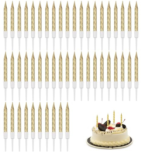 SinChic Geburtstagskerzen,50 PCS Spirale Geburtstagskerze mit Halterung Kerzen Deko Geburtstag Kuchenkerzen Spiral Kuchen Kerzen für Geburtstag Hochzeit Party Kuchen Dekorationen