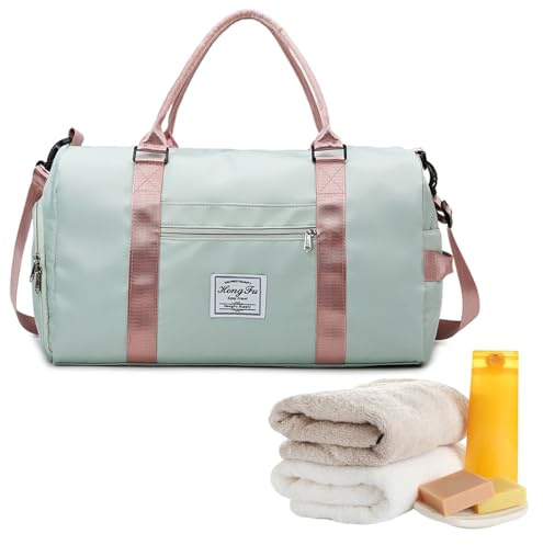 FINELYCR Fitness Tasche, Grau Sporttasche mit Nassfach, Tasche Herren und Damen,