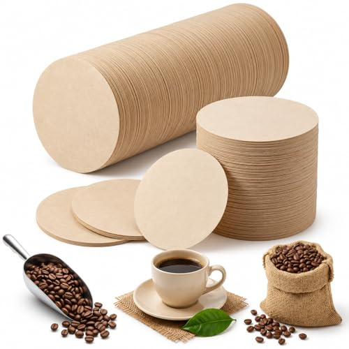 600 PCS Unbleached Coffee Filter Papers Compatible with Aeropress, 64mm Natural Round Replacement Paper Filters for Espresso Makers, Disposable Coffee Filters Espresso Pour Over Brewing