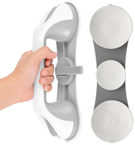 2pcs Suction Grab Rails for Bathroom, Tool-Free Safety Shower Handles for Elderly Disabled & Children, Portable Shower Hand Rail, Disability Aids for Bath, Bathtub & Toilet, No Drilling Required