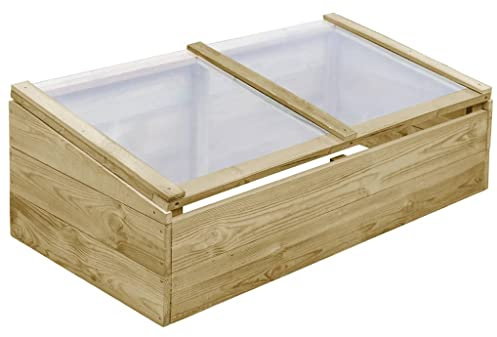 Holepyr Invernadero de madera de pino impregnado de 100 x 50 x 35 cm con techo para jardín, balcón y terraza, ideal para vivero, casa de tomate, casa de plantas, antiheladas, resistente a la