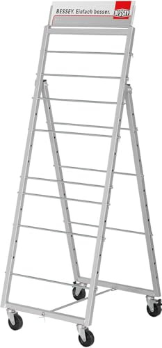 BESSEY Zwingenwagen ZW1 bis 90 Zwingen | mobil 50x60x146 cm | Mobiler Zwingenwagen für die platzsparende Organisation und den schnellen Zugriff auf bis zu 90 Zwingen