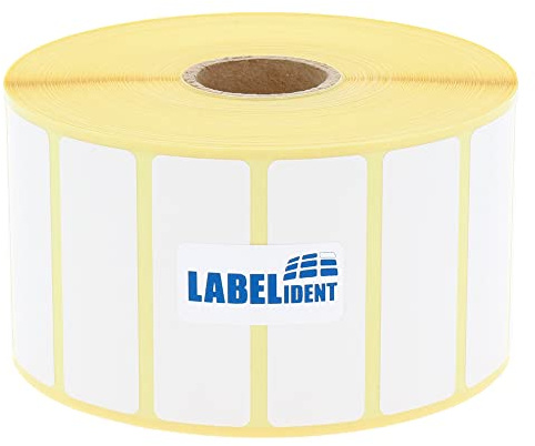 Thermotransfer-Etiketten auf Rolle weiß - 50 x 18 mm - Papier, selbstklebend - 2.500 Haftetiketten auf 1 Rolle/n, 25 mm Kern, Blanko Rollenetiketten