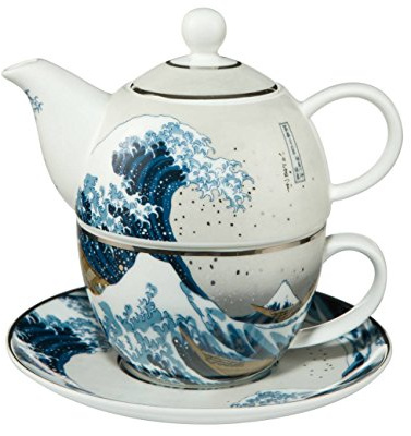 Goebel Die Welle Hokusai 67013531 Théière avec soucoupe, théière en porcelaine