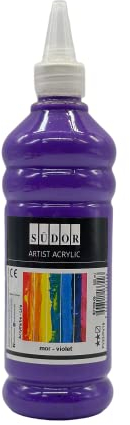 SÜDOR Acrylfarbe 500 ml – Geeignet für Acryl-Pouring. Hochpigmentierte, deckende Künstler-Malfarbe zum Bemalen auf Holz, Leinwand, Stein, Papier, Stoff & Metall. Vegan (Violett)