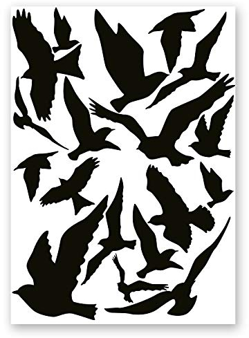 18er Aufkleber-Set Vogelschutz und Fensterschutz I hin287 I Vogel-Silhouette als Schutz für Vögel, Glas-Tür, Fenster-Scheibe, Wintergarten