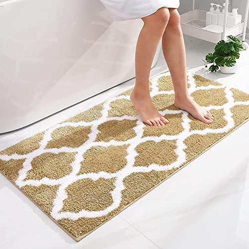 Homaxy Mikrofaser Badematte rutschfest Badezimmerteppich - 60x120 cm, Beige | flauschig weich, bequem&luxuriös, extrme saugfähig, rutschfeste rückseite, maschinenwaschbar&trocken, vielseitig einsetzbar