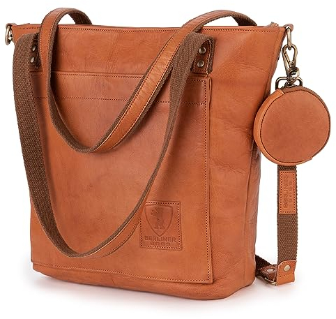 Berliner Bags Vintage Schultertasche Verona, Henkeltasche aus Leder, Handtasche für Frauen - Braun