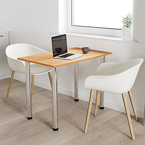 AKKE mikon 90x60 | Esszimmertisch - Esstisch - Tisch mit Chrombeinen - Küchentisch - Bürotisch | Erle