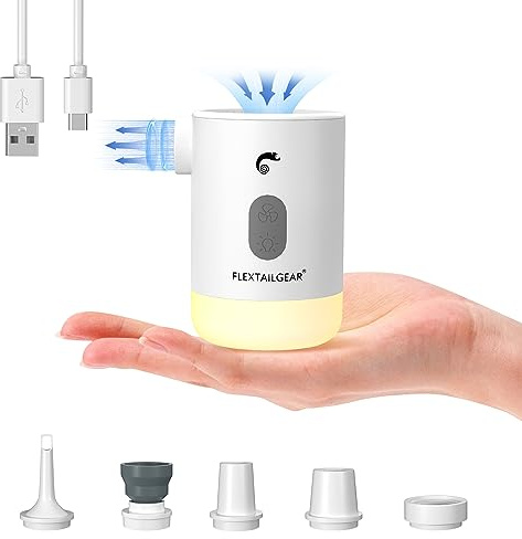 Elektrisk luftpump maxpump 2 Pro bärbar 4,5 kPa med uppladdningsbart 3 600 mAh batteri, luftluftluftmadrass med justerbar campinglykta för pool flyter luftmadrass badring