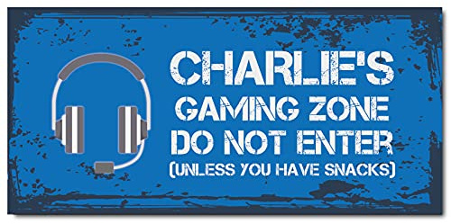 You Personalise Gamer Personalised Bedroom Door Signs, Blue