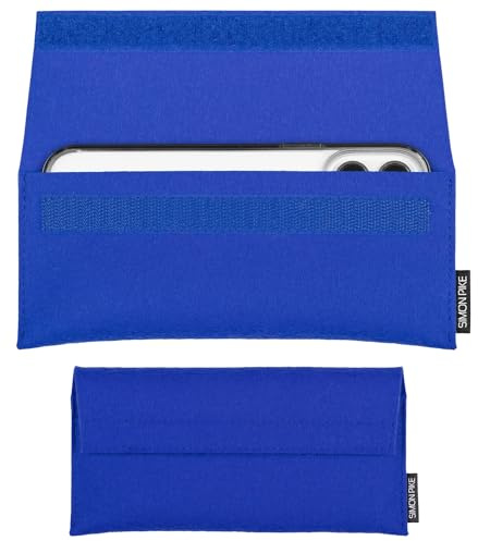 SimonPike Handyhülle passend für Apple iPhone 17 Pro Max | 16 Pro Max | 15 Pro Max (Gr. M) | New York blau Filztasche aus Wollfilz Handy/Smartphone Tasche