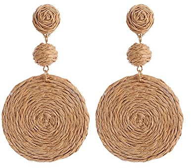 Ohrringe für Frauen Handgemacht Raffia Boho-Stil RetroGeometrische Ohrringe Creolen Für Damen Mädchen Birthday Valentines Day Gift