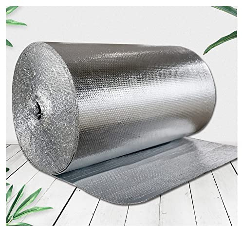 MUYUNXI Reflective Insulation Foil, Bubble Foil, Thermal Vapor Barrier, 4-5mm, for Attic, Wall, Floor, Greenhouse, Garage(Size:1x15m(3.2x49.2ft))