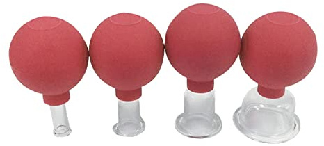 Jojomis Silicone Sicurezza Medica Professionale Vacuum Cupping per Massaggio Viso Gamba Viso Chineses Anti Cellulite - rosso