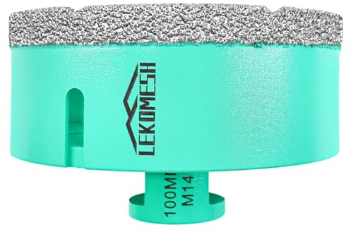 Diamantbohrkrone Fliesenbohrer 100MM Lochsäge - LEKOMESH Für Porzellan Keramik Fliesen Marmor Granit Stein Quarz Vakuumgelötete M14 Gewinde für Winkelschleifer
