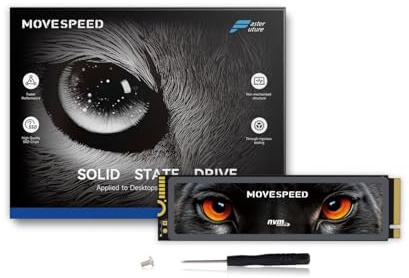 MOVE SPEED HB7450 SSD de 1 TB para PS5 con disipador térmico, unidad interna de estado sólido PCIe 4.0 NVMe M.2, hasta 7450 MB/s, expansión de almacenamiento 3D NAND compatible con PS5, computadoras