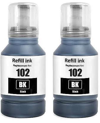 SHUOLEI 102 Tinte Kompatibel mit epson 102 E102 mit Ecotank Tintenpatronen Nachfülltinte schwarz E2700 ET-2750 ET-2850 ET-4850 ET-3850 ET-2856 ET-4856 ET-4850 ET-2756 ET-4750 ET-2851 ET-15000(2 Pack)