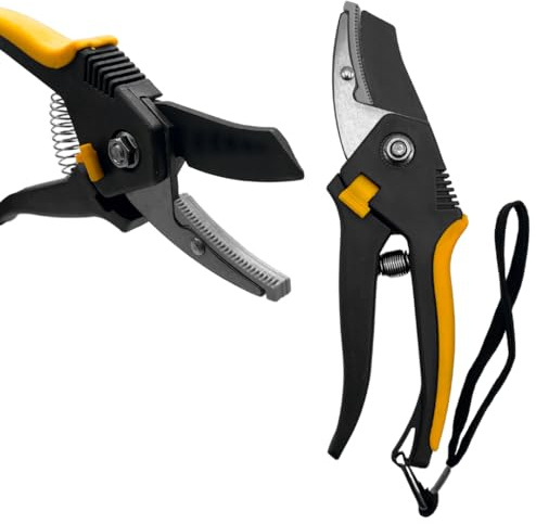 MAKA Forbici Potatura Professionali Cesoie Giardino Lame in Acciaio Manici in Zinco Ergonomici Clip Chiusura Intelligente Resistente Taglio da 16 a 19 mm Troncarami (Ø 16mm Nera)