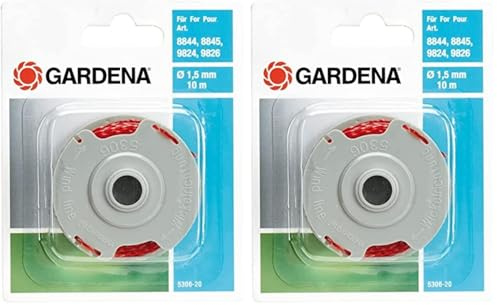 Gardena Ersatzfadenspule: Austauschbare Fadenspule für Gardena Turbotrimmer Art.-Nr. 8844 und 8845, Ersatzteil für Rasentrimmer (5306-20) (Packung mit 2)