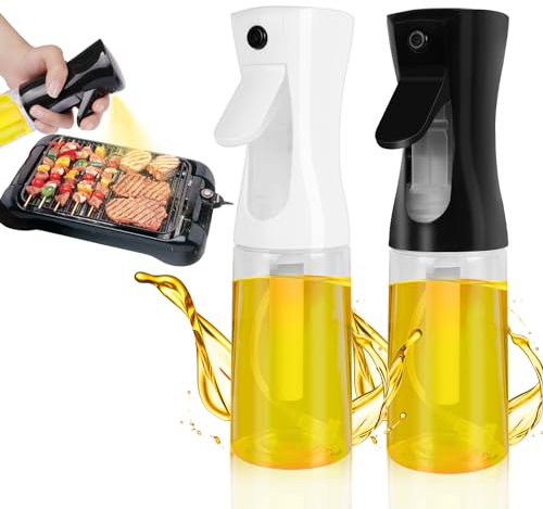 URAQT Spray Aceite Cocina, 2 Piezas 200ML Pulverizador Aceite el Plastico, Spray Pulverizador para Cocinar, Dispensador Aceite Spray de Oliva, Vinagre y Limon