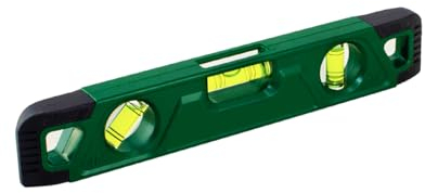 Teronbeta Wasserwaage Magnetisch 23 cm Verfügt über 3 Libellen 0°/45°/90°, Torpedo-Wasserwaage mit Magnetstreifen und Stoßdämpfende Endkappen