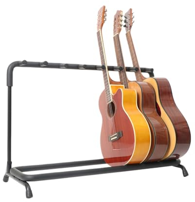 Buhelyc Faltbares Gitarrenständer, Multi-Kopf-Gitarrenständer, für 7-Gitarren, Robust Und Langlebig, Zur Aufbewahrung Von Gitarren, Platz Sparen, Geschenk, Schwarz