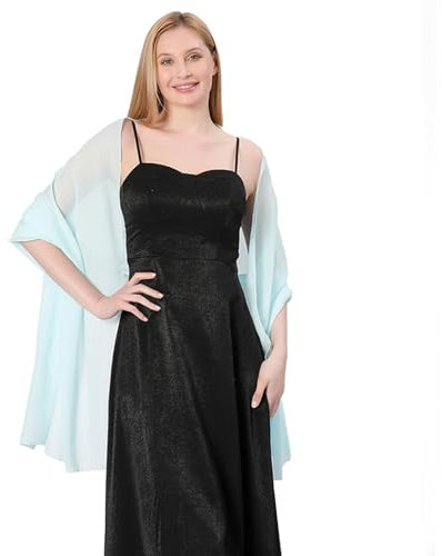 DNLKWGO Eleganter, weicher, durchscheinender Chiffon-Schal, Stola, Braut, Hochzeit, leicht, für Damen und Mädchen, hellblau, 200cm*70cm