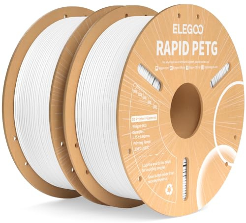 ELEGOO Rapid PETG Filament 1.75mm Weiß 2KG | High-Speed bis 600mm/s 3D Drucker Filament, Maßgenauigkeit +/- 0,02mm, 1kg Spule (2.2lbs), Kompatibel mit FDM 3D Drucker