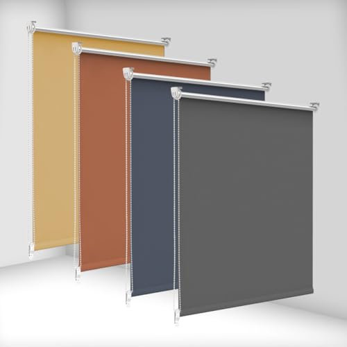 bobodeco Verdunklungsrollo ohne Bohren & mit Bohren Verdunkelungsrollo Klemmfix, Dunkelgrau 90x130 (BxH), Thermorollo Sichtschutz und Sonnenchutz, Rollos Hitzeschutz für Fenster & Tür
