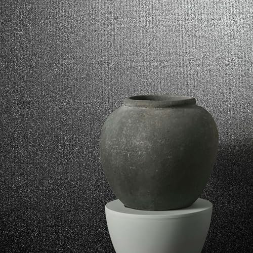 marburg Papier peint, aspect textile, structure grossière, anthracite, uni, pour salon, chambre à coucher, cuisine, 10,05 x 0,70 m