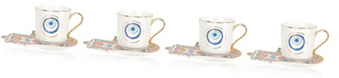 Cabilock 4 Juegos Taza De Café Ojo Tazas De Espresso Tazas De Cafe Arabe Decoración Del Mal De Ojo Vasos De Té Turco Delicada Taza De Leche Taza De Café Personalizada Tazas Vintage Cerámica