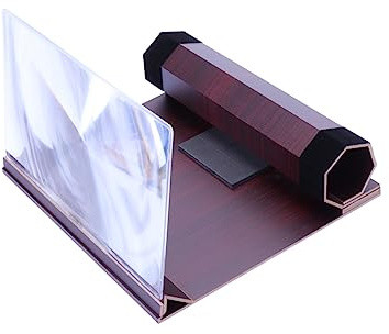 KITANDOVE 3D-bildschirmlupe Aus Holzmaserung Handy-bildschirmlupe Mit Optischer Linse Verstärkt 3D-Effekt Für Filme