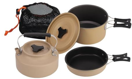 Camping Kochgeschirr Set Bratpfanne Kochtopf mit Aufbewahrungstasche zum Kochen Angeln
