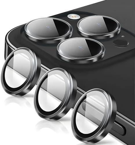 Rainway Camera Lens Protector for iPhone 14 Pro/iPhone 14 Pro Max, Shatterproof Ultra HD Individual Lens Protectors, 9H Ultra-tough Tempered Glass with Aluminum Rim, Ultra-thin, Black