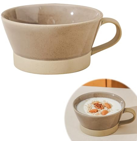Tazza da caffè grande, 700 ml, grande ciotola per zuppa con manico, ciotole per cereali con manico, tazza da caffè, XXL, tazza da caffè grande in ceramica, tazza da tè (marrone)