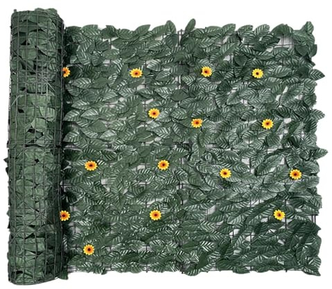 Valla de privacidad de hiedra | Cerca artificial de hojas artificiales, valla de rábano Hi-Ray, valla de ratán de jardín, barandilla, fondo verde artificial, valla decorativa ventilada y año
